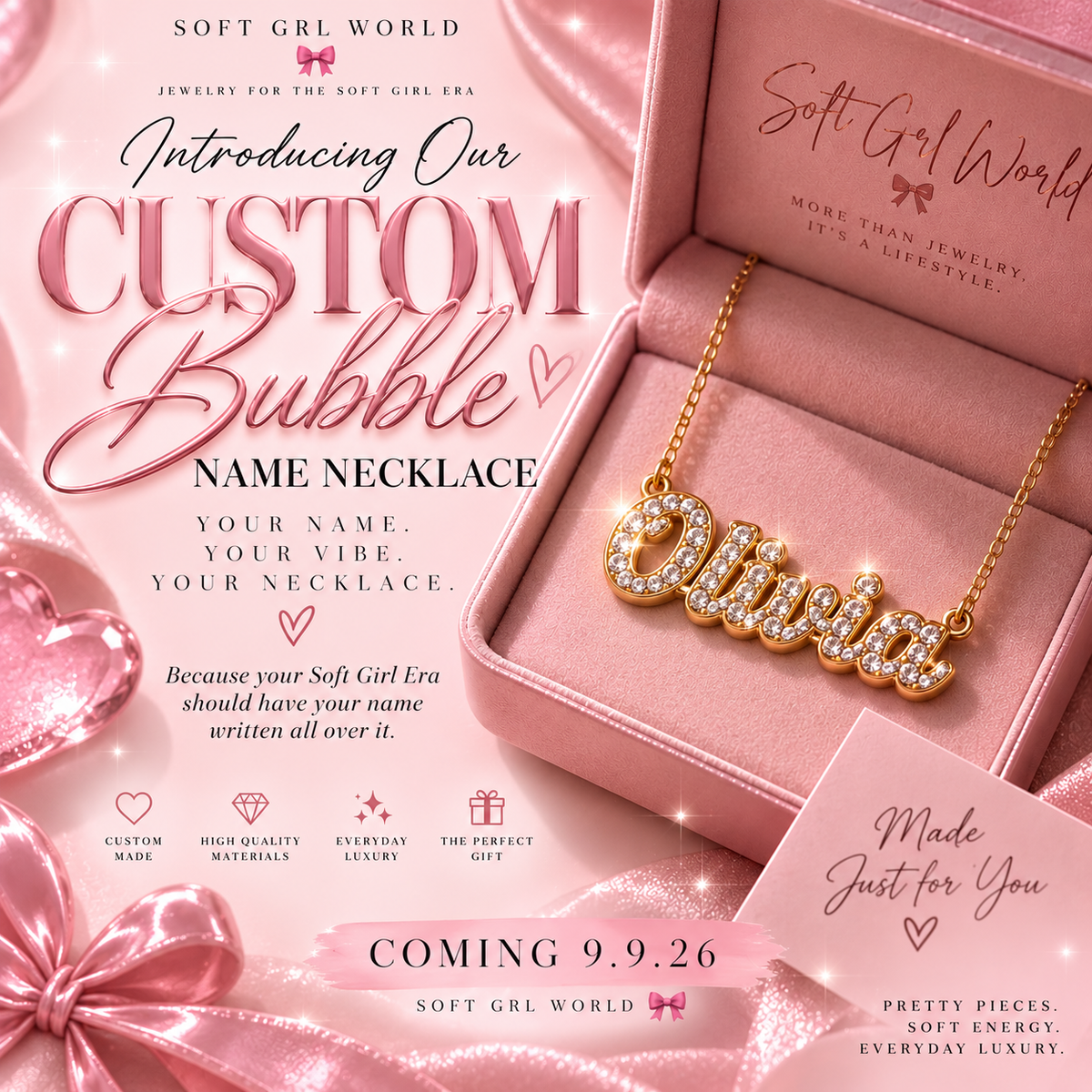 Custom Bubble Name necklace